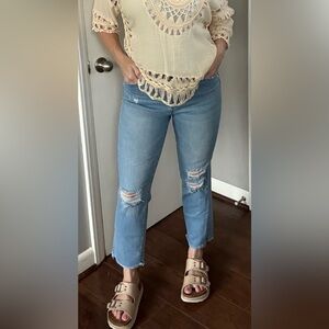 Vervet Light Blue Distressed Straight Leg Jeans